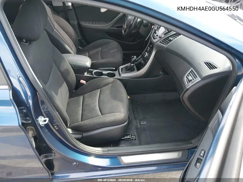2016 HYUNDAI ELANTRA VIN KMHDH4AE0GU564550 — фото 5