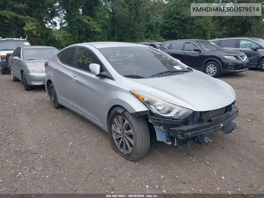HYUNDAI ELANTRA 2016, VIN KMHDH4AE5GU579514