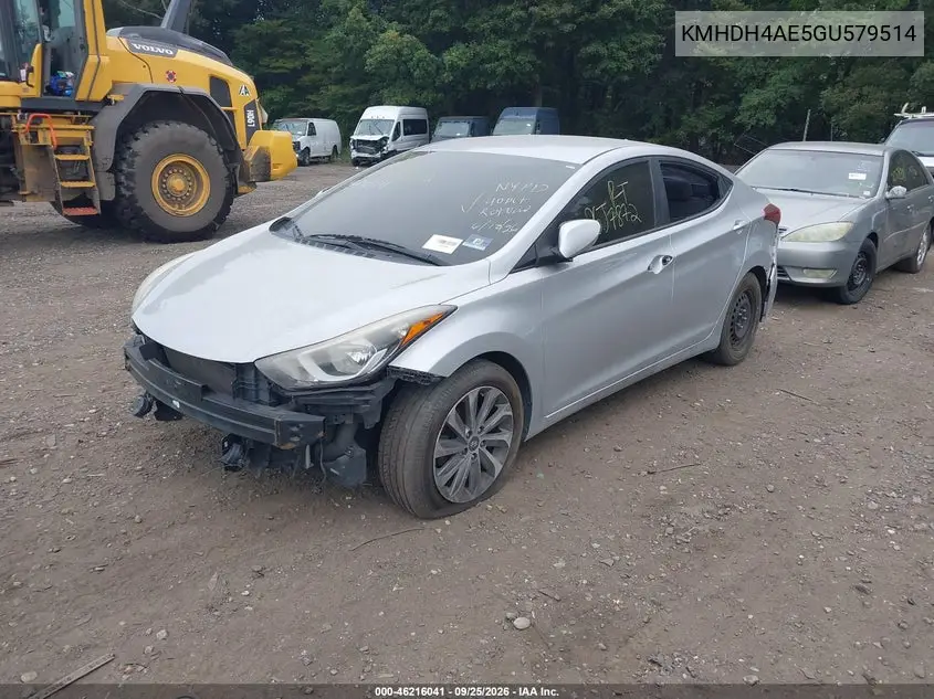 2016 HYUNDAI ELANTRA VIN KMHDH4AE5GU579514 — фото 2