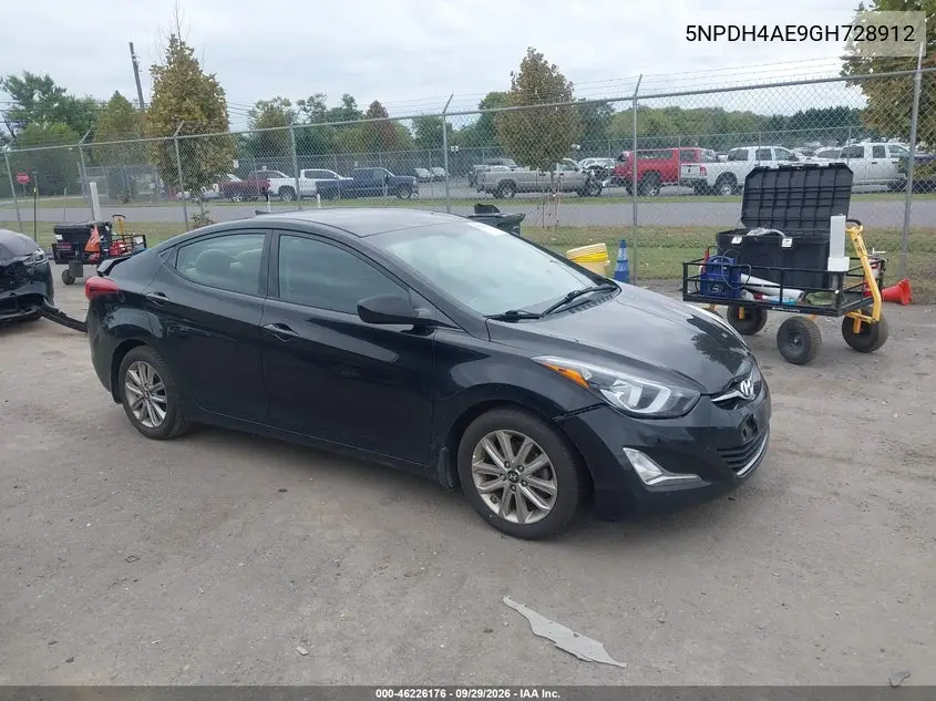 HYUNDAI ELANTRA 2016, VIN 5NPDH4AE9GH728912