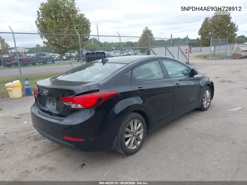 2016 HYUNDAI ELANTRA VIN 5NPDH4AE9GH728912 — фото 4