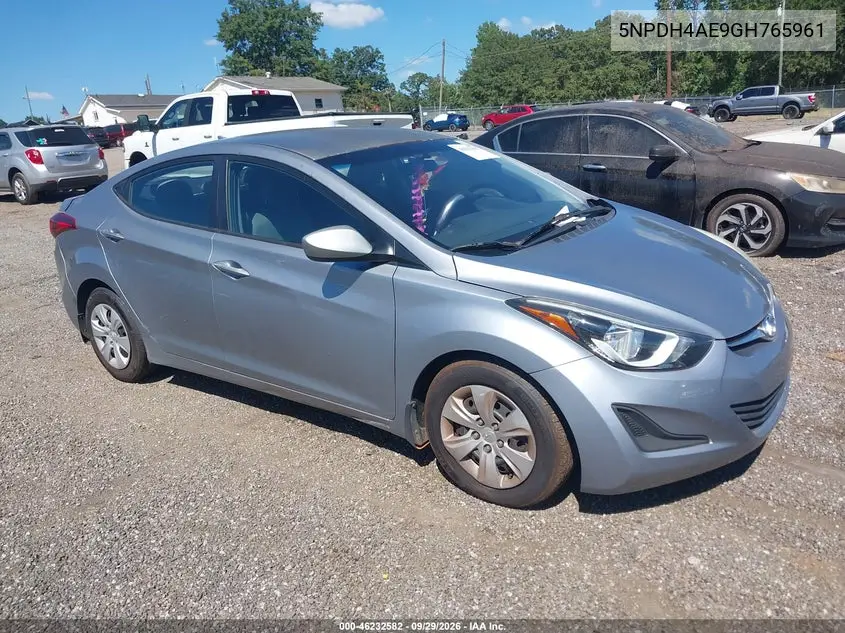 HYUNDAI ELANTRA 2016, VIN 5NPDH4AE9GH765961