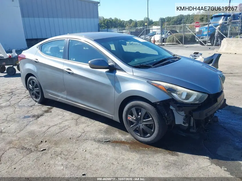 HYUNDAI ELANTRA 2016, VIN KMHDH4AE7GU619267