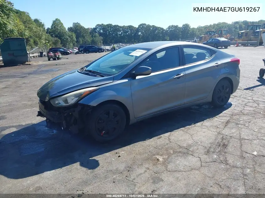 2016 HYUNDAI ELANTRA VIN KMHDH4AE7GU619267 — фото 2