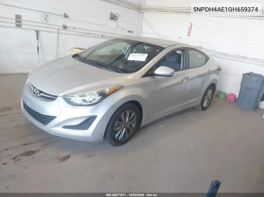 2016 HYUNDAI ELANTRA VIN 5NPDH4AE1GH659374 — фото 2