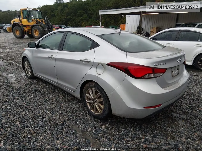 2016 HYUNDAI ELANTRA VIN KMHDH4AE2GU480942 — фото 3