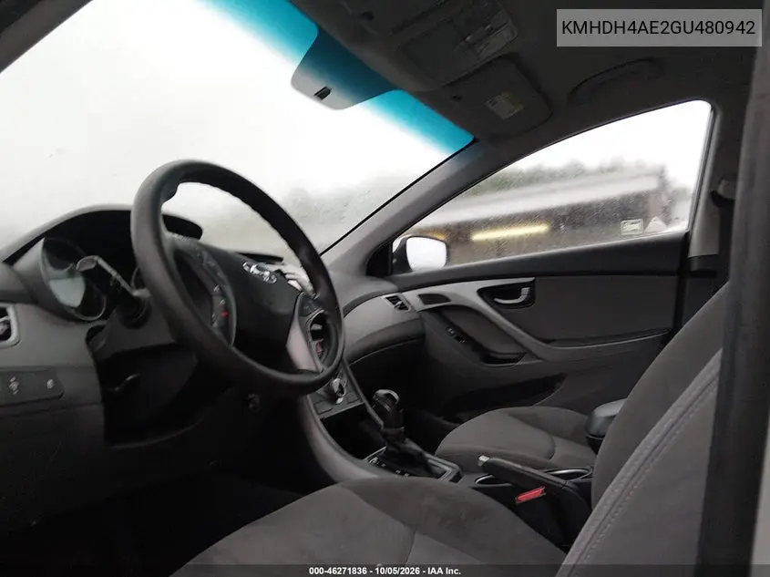 2016 HYUNDAI ELANTRA VIN KMHDH4AE2GU480942 — фото 5