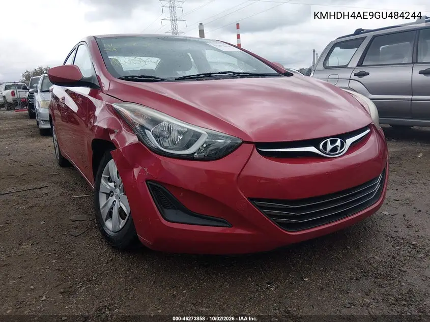 HYUNDAI ELANTRA 2016, VIN KMHDH4AE9GU484244