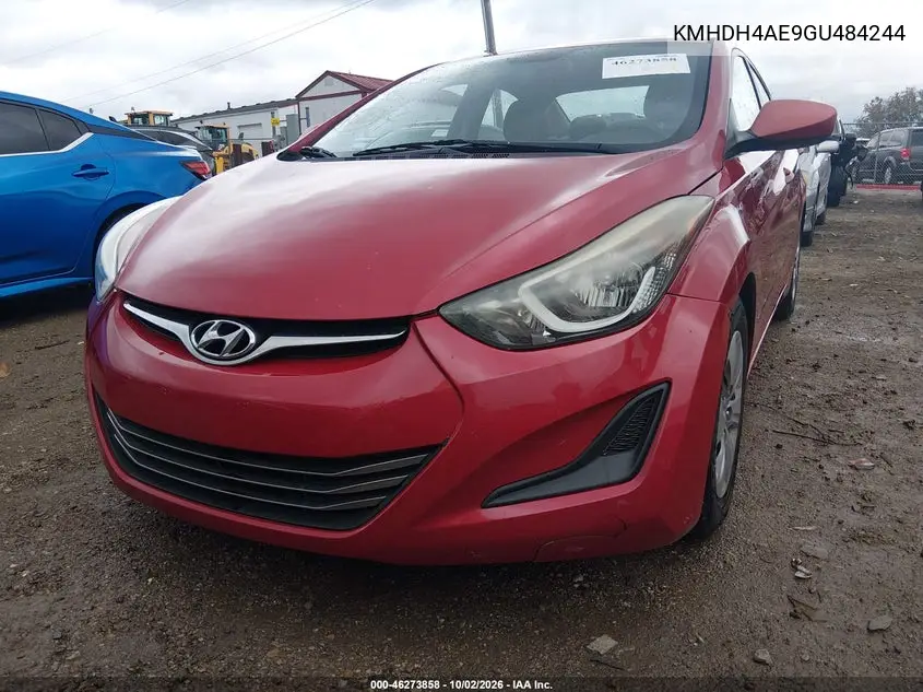 2016 HYUNDAI ELANTRA VIN KMHDH4AE9GU484244 — фото 2