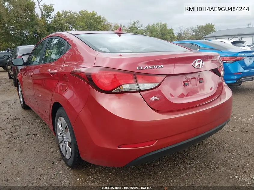 2016 HYUNDAI ELANTRA VIN KMHDH4AE9GU484244 — фото 3