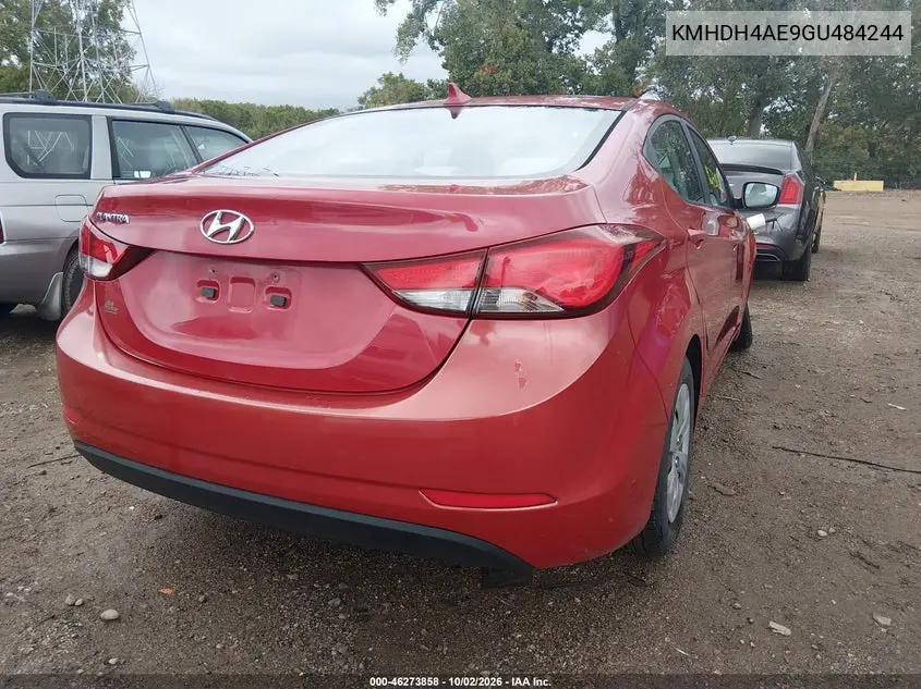 2016 HYUNDAI ELANTRA VIN KMHDH4AE9GU484244 — фото 4