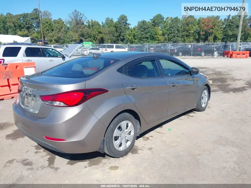2016 HYUNDAI ELANTRA VIN 5NPDH4AE7GH794679 — фото 4