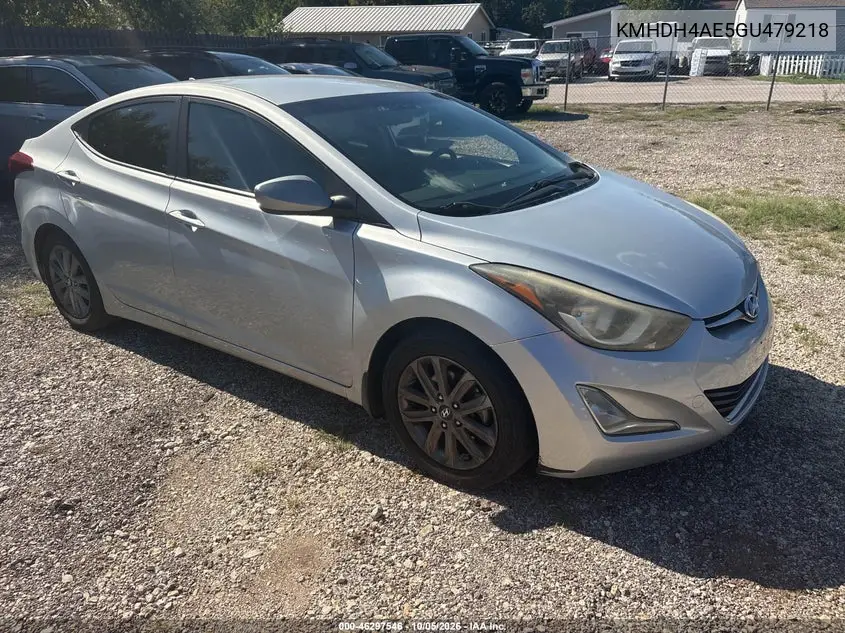 HYUNDAI ELANTRA 2016, VIN KMHDH4AE5GU479218