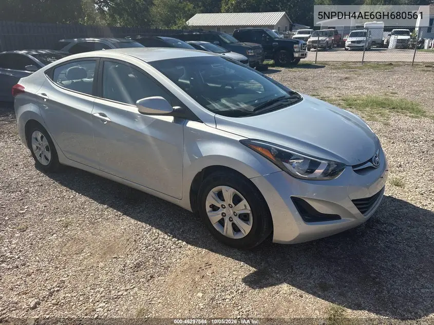 HYUNDAI ELANTRA 2016, VIN 5NPDH4AE6GH680561
