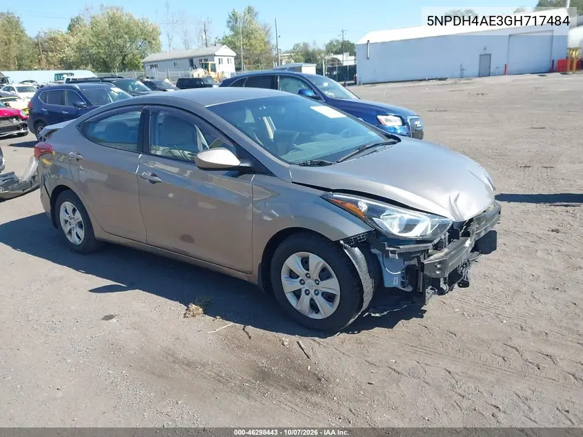 HYUNDAI ELANTRA 2016, VIN 5NPDH4AE3GH717484