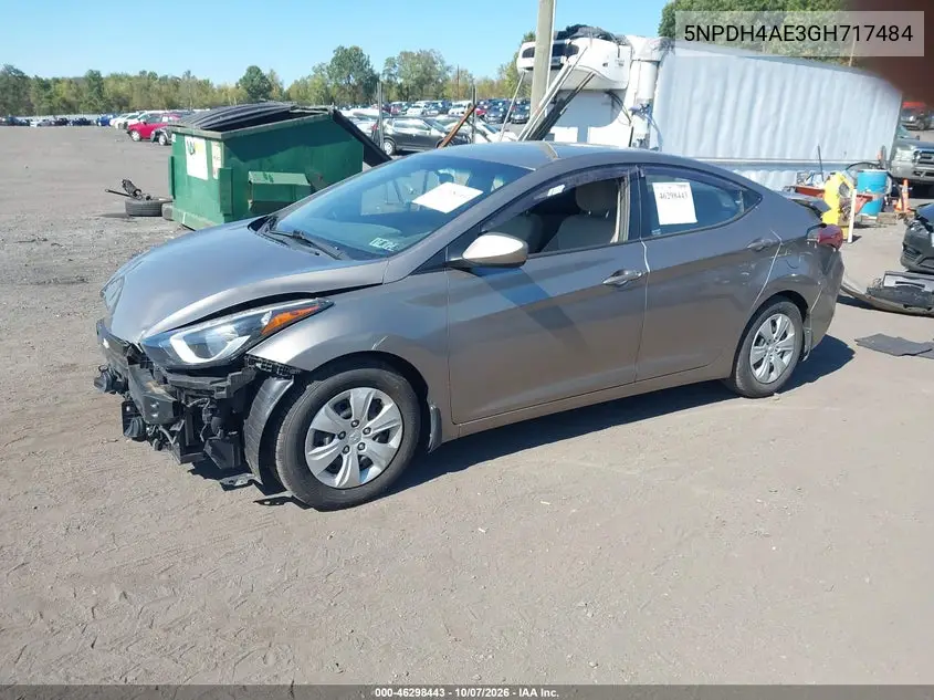 2016 HYUNDAI ELANTRA VIN 5NPDH4AE3GH717484 — фото 2