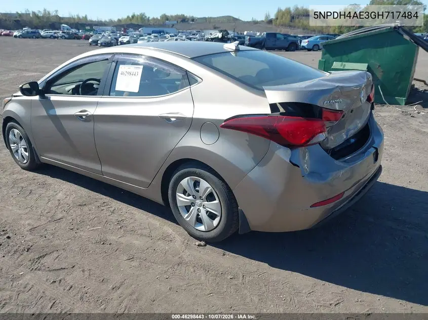 2016 HYUNDAI ELANTRA VIN 5NPDH4AE3GH717484 — фото 3