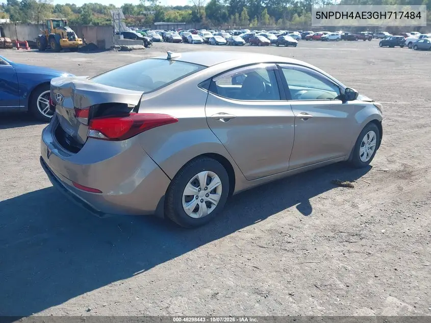 2016 HYUNDAI ELANTRA VIN 5NPDH4AE3GH717484 — фото 4