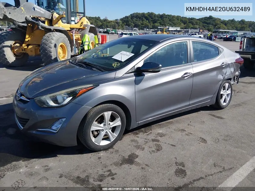 2016 HYUNDAI ELANTRA VIN KMHDH4AE2GU632489 — фото 2