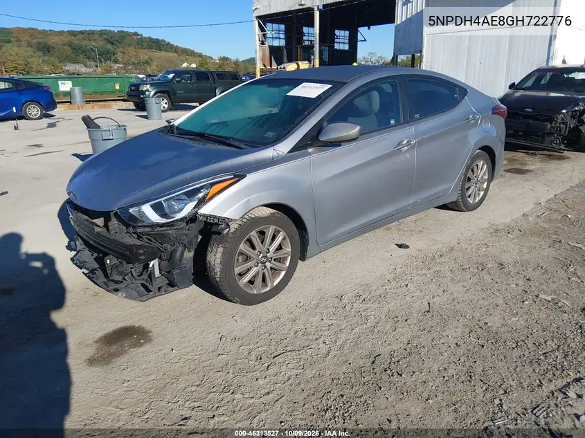 2016 HYUNDAI ELANTRA VIN 5NPDH4AE8GH722776 — фото 2