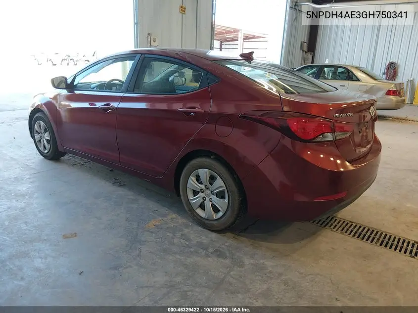 2016 HYUNDAI ELANTRA VIN 5NPDH4AE3GH750341 — фото 3