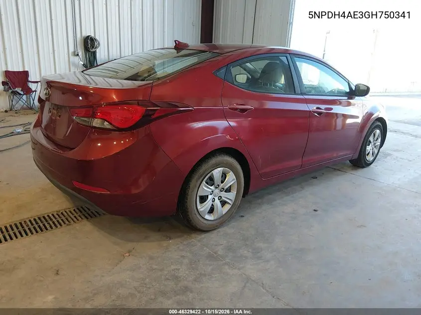 2016 HYUNDAI ELANTRA VIN 5NPDH4AE3GH750341 — фото 4