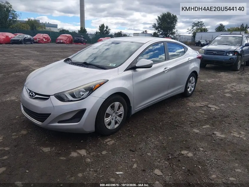 2016 HYUNDAI ELANTRA VIN KMHDH4AE2GU544140 — фото 2