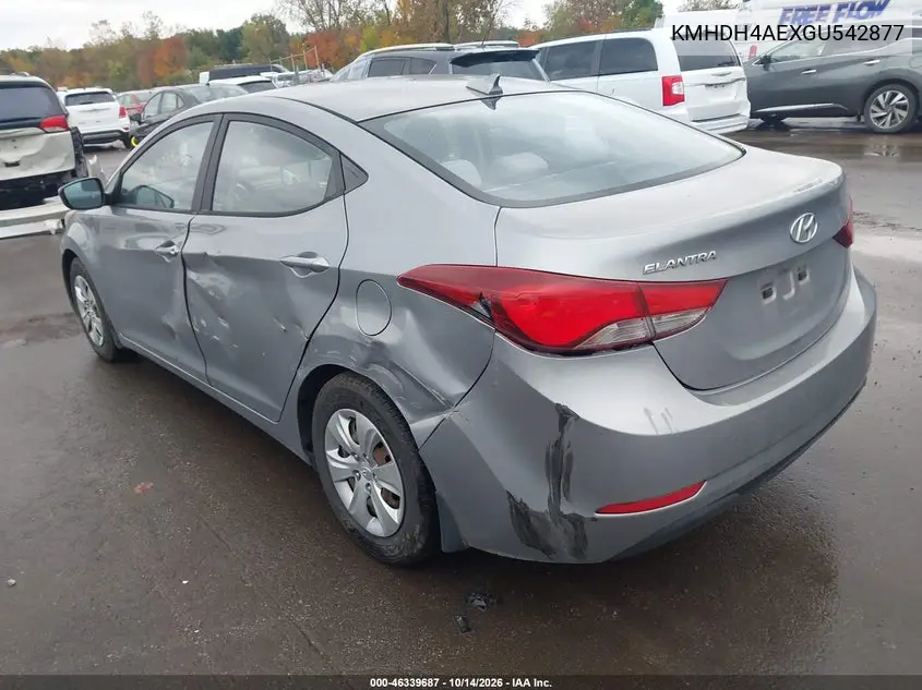 2016 HYUNDAI ELANTRA VIN KMHDH4AEXGU542877 — фото 3