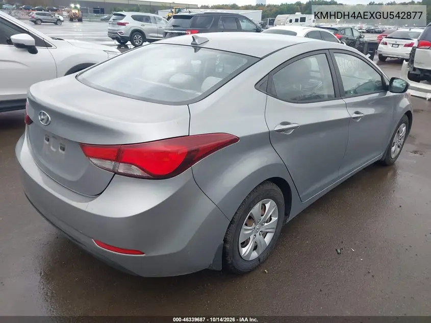 2016 HYUNDAI ELANTRA VIN KMHDH4AEXGU542877 — фото 4