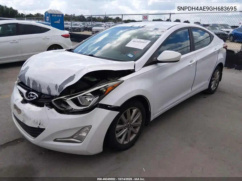 2016 HYUNDAI ELANTRA VIN 5NPDH4AE9GH683695 — фото 2