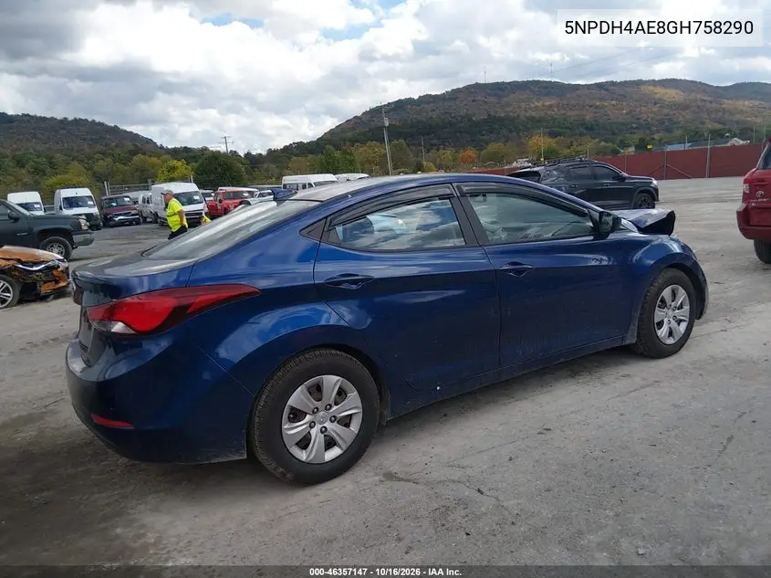 2016 HYUNDAI ELANTRA VIN 5NPDH4AE8GH758290 — фото 4