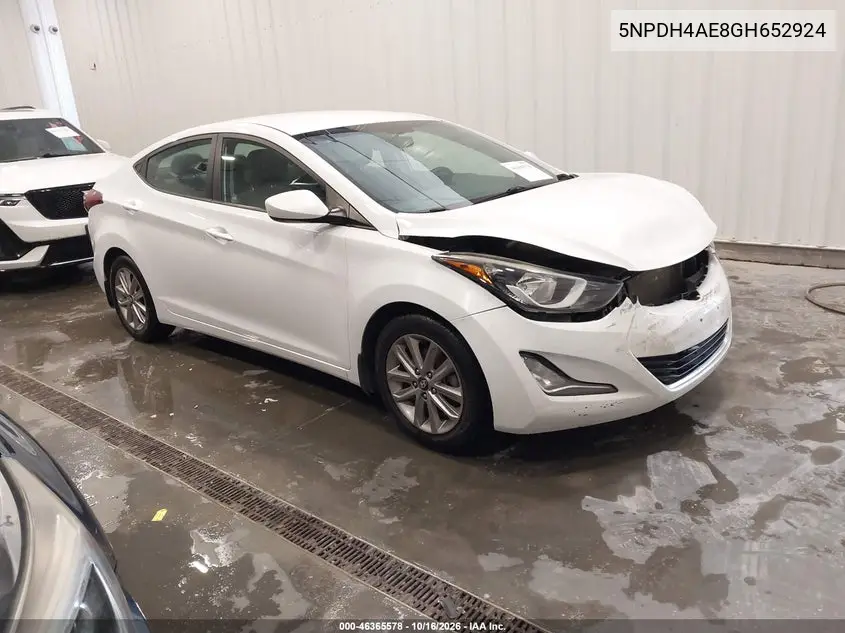 HYUNDAI ELANTRA 2016, VIN 5NPDH4AE8GH652924