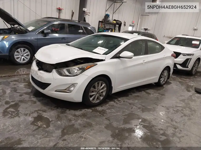 2016 HYUNDAI ELANTRA VIN 5NPDH4AE8GH652924 — фото 2