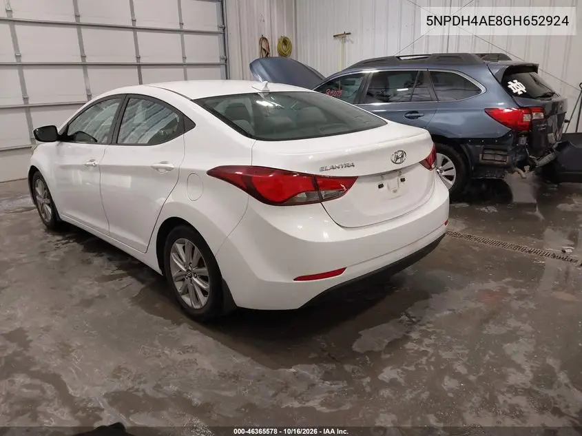 2016 HYUNDAI ELANTRA VIN 5NPDH4AE8GH652924 — фото 3