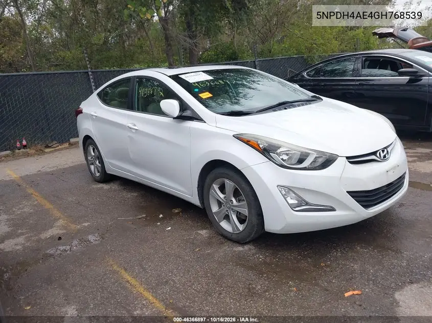 HYUNDAI ELANTRA 2016, VIN 5NPDH4AE4GH768539