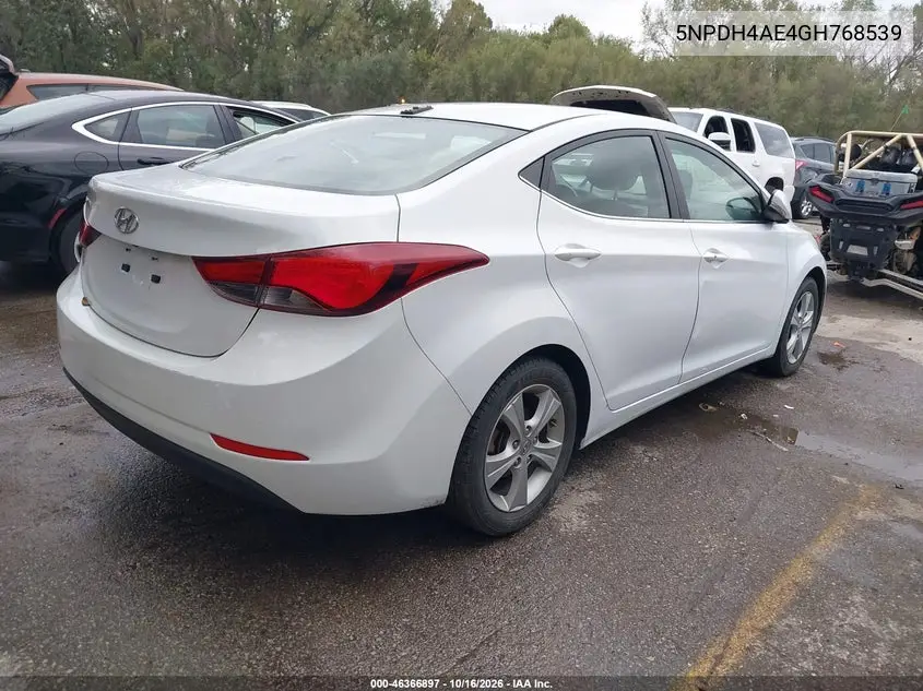 2016 HYUNDAI ELANTRA VIN 5NPDH4AE4GH768539 — фото 4