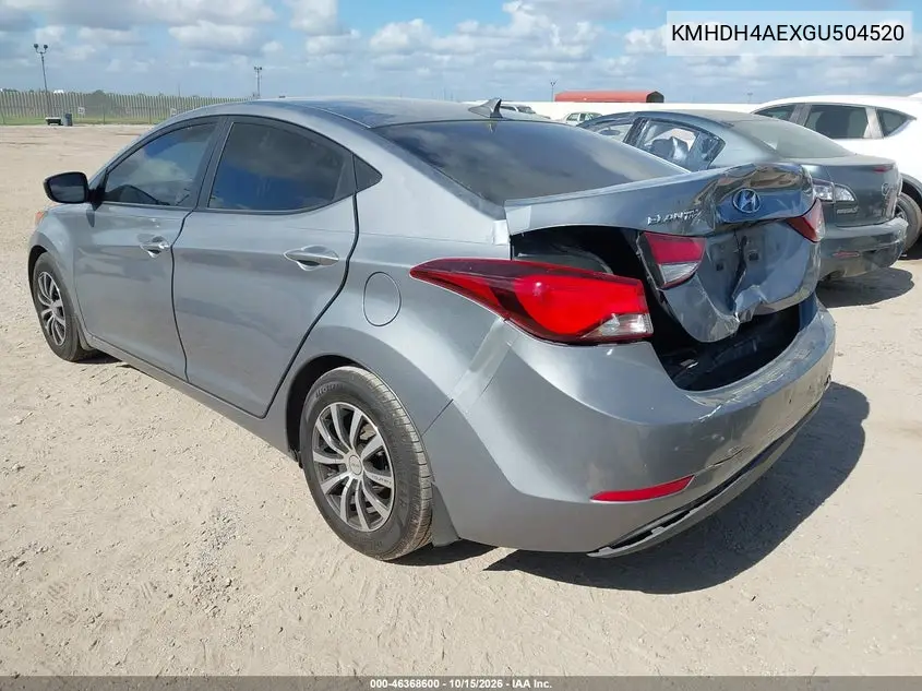 2016 HYUNDAI ELANTRA VIN KMHDH4AEXGU504520 — фото 3