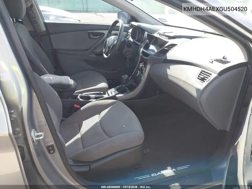 2016 HYUNDAI ELANTRA VIN KMHDH4AEXGU504520 — фото 5