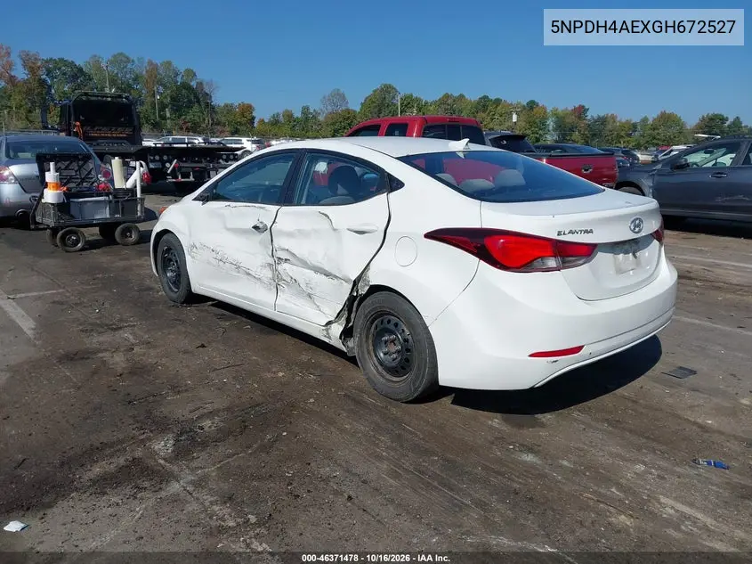 2016 HYUNDAI ELANTRA VIN 5NPDH4AEXGH672527 — фото 3