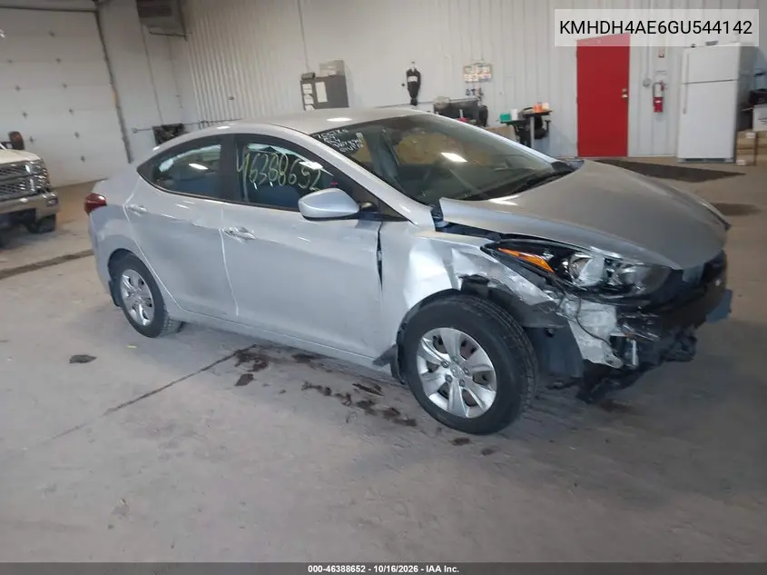 HYUNDAI ELANTRA 2016, VIN KMHDH4AE6GU544142