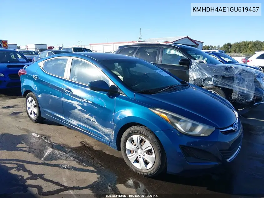 HYUNDAI ELANTRA 2016, VIN KMHDH4AE1GU619457