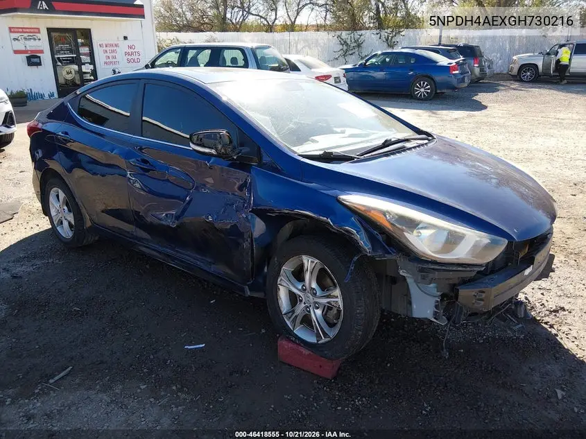 HYUNDAI ELANTRA 2016, VIN 5NPDH4AEXGH730216