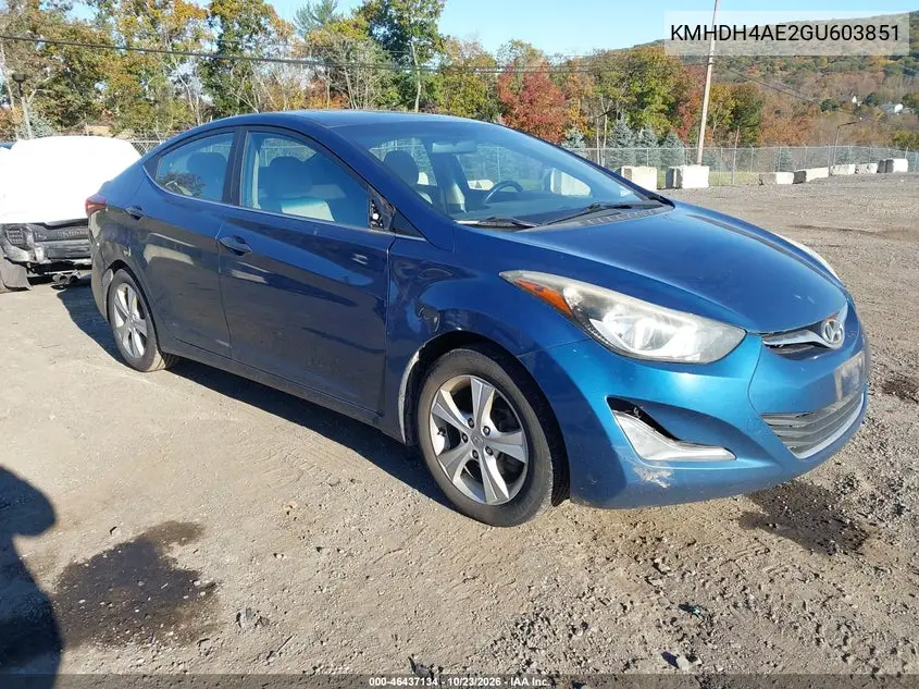 HYUNDAI ELANTRA 2016, VIN KMHDH4AE2GU603851