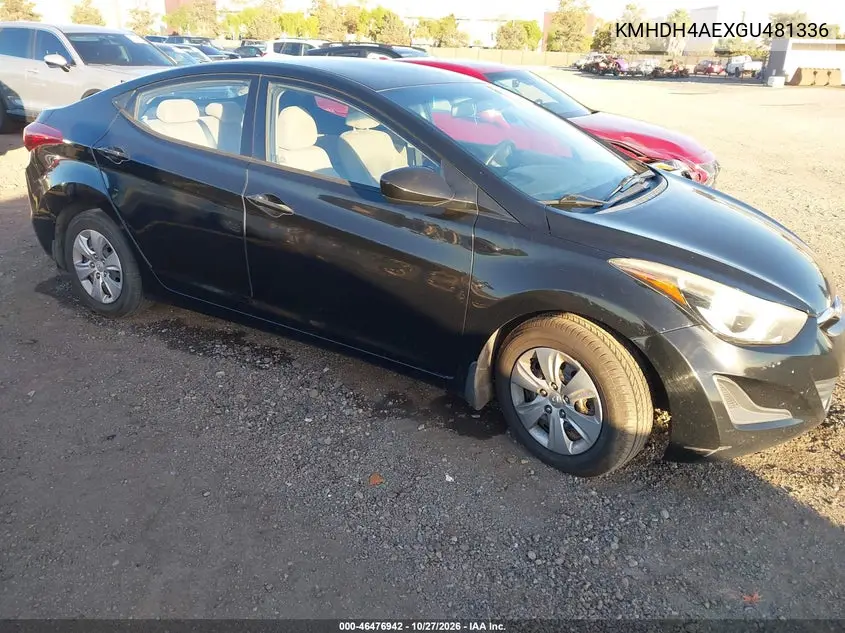 HYUNDAI ELANTRA 2016, VIN KMHDH4AEXGU481336