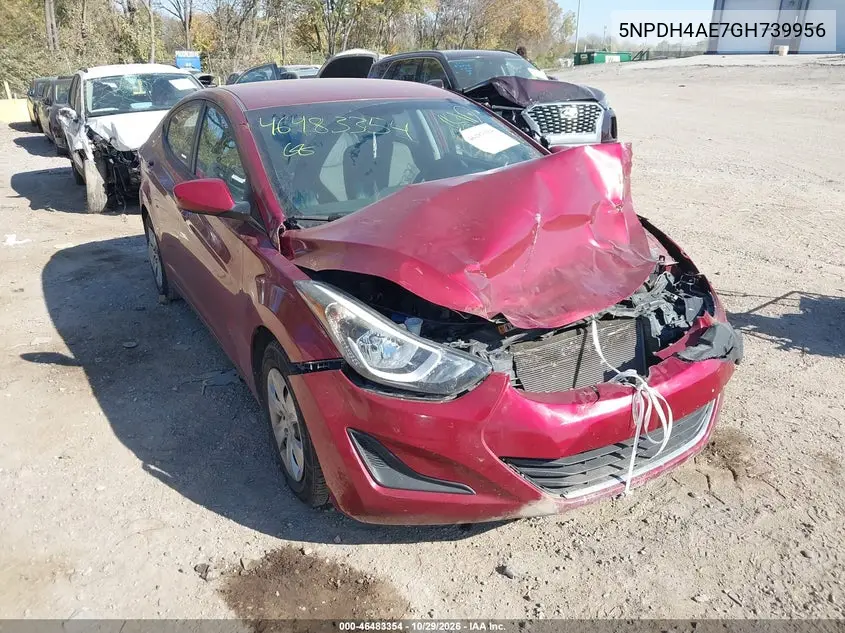 HYUNDAI ELANTRA 2016, VIN 5NPDH4AE7GH739956