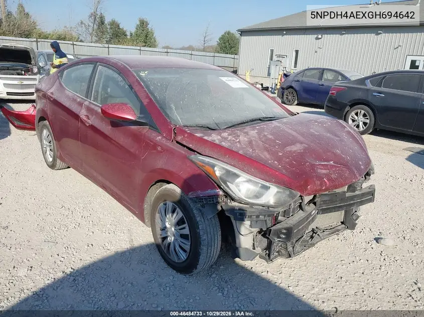 HYUNDAI ELANTRA 2016, VIN 5NPDH4AEXGH694642