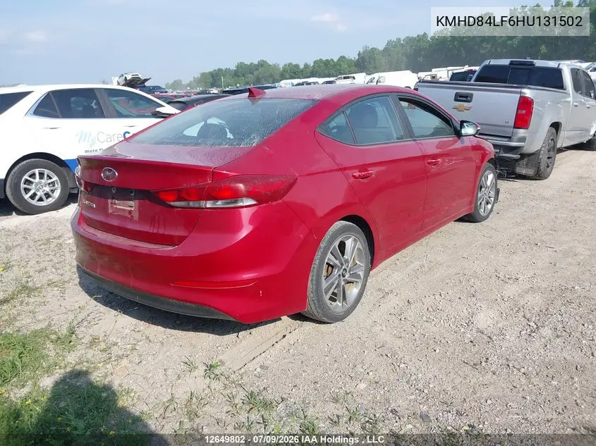 2017 HYUNDAI ELANTRA VIN KMHD84LF6HU131502 — фото 4