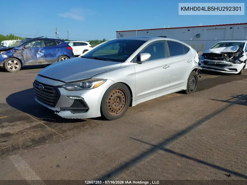 2017 HYUNDAI ELANTRA VIN KMHD04LB5HU292301 — фото 2
