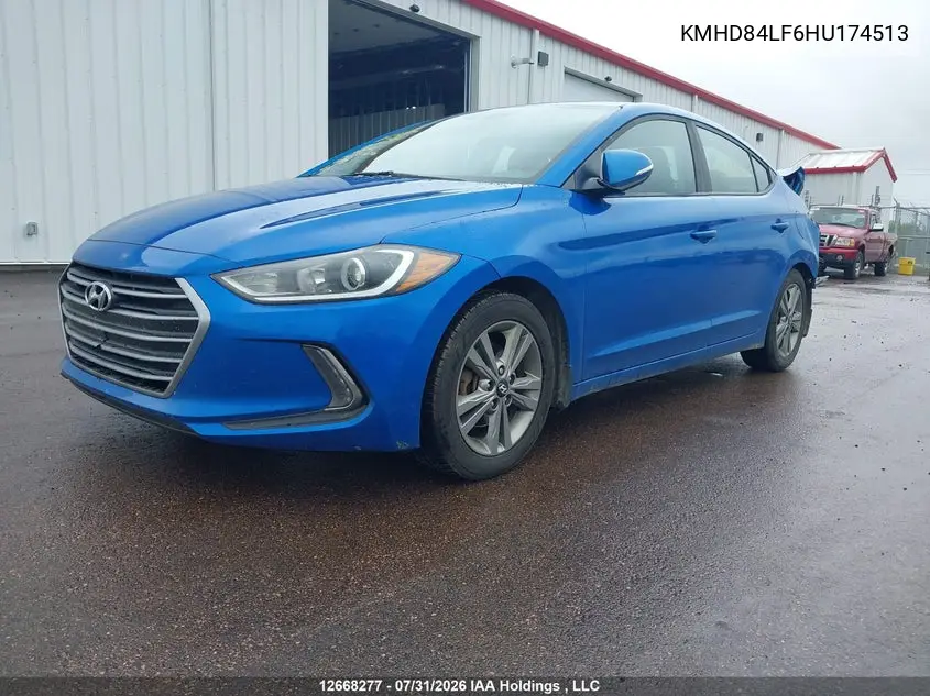 2017 HYUNDAI ELANTRA VIN KMHD84LF6HU174513 — фото 2