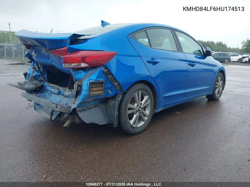 2017 HYUNDAI ELANTRA VIN KMHD84LF6HU174513 — фото 4